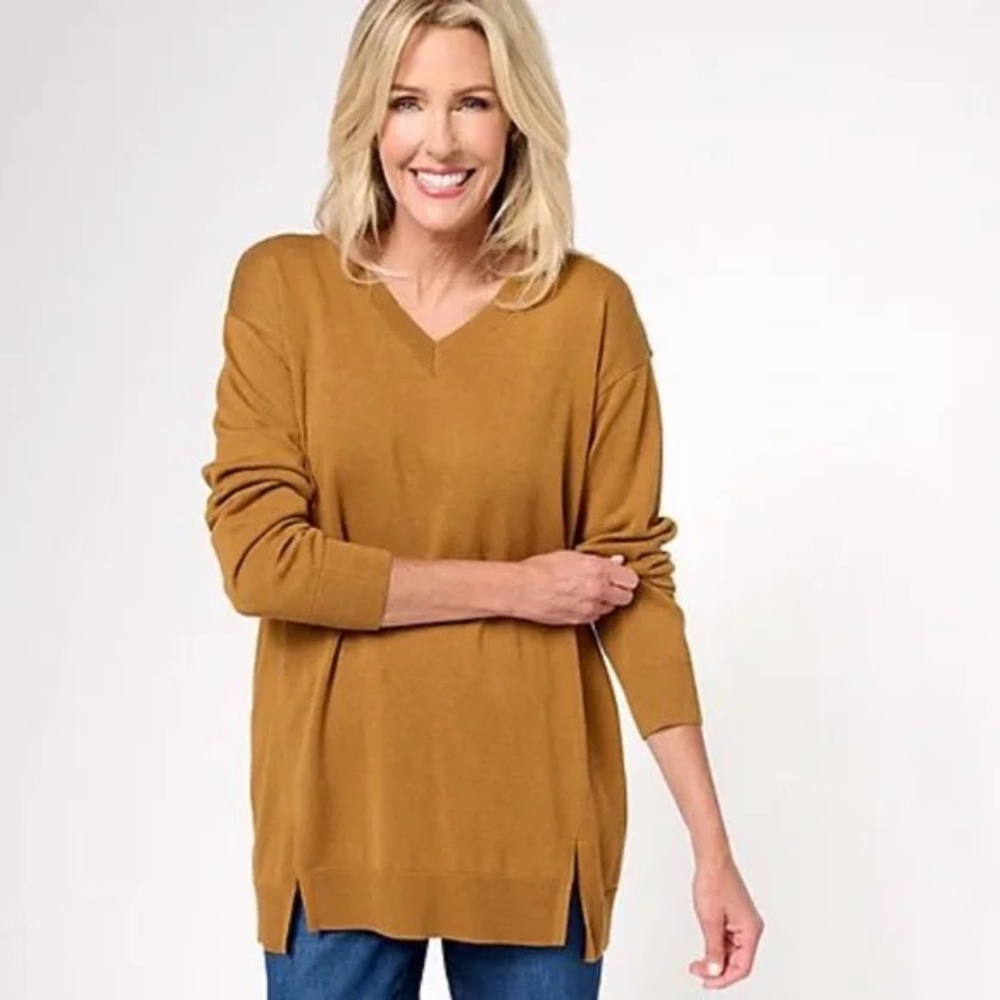 GIRL WITH CURVES V-Neck Long Sleeve Sweater A608828